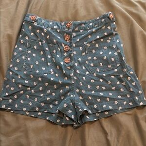 Kimchi Blue Green and White High Waist Shorts